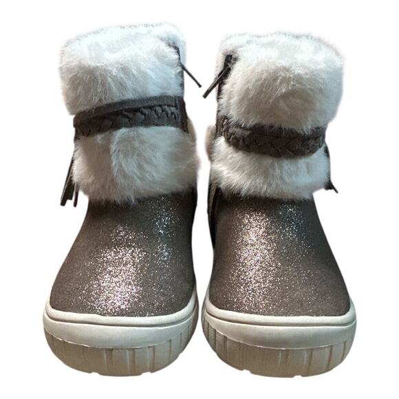 Geox Taupe Sparkle Breathable Thermal Insulation Fringe Ankle Boots Toddler 8 - Picture 1 of 10